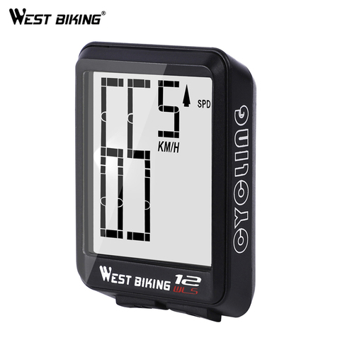 WEST cycling-sans fil, ordinateur de vélo avec rétroéclairage LCD, grand ordinateur numérique, odomètre, compteur de vitesse, thermomètre, étanche ► Photo 1/6