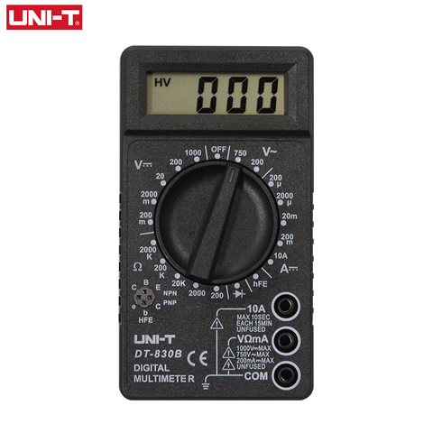 Multimètre numérique électrique, UNI-T, DT830D, DT830B, CE, 1999, courant AC, DC, testeur de résistance, Transistor Dide Ohm ► Photo 1/6