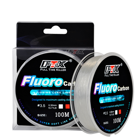 FTK-ligne de pêche avec revêtement en fluorocarbone, Monofilament en Fiber de carbone, ligne de Leader, ligne de pêche, 4,14 lb-34,32 lb, 100M ► Photo 1/6