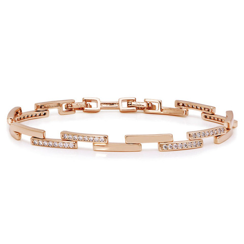 MxGxFam – Bracelet carré en Zircon de 19 cm pour femmes, couleur or 18 k, bijoux à la mode sans plomb ni Nickel ► Photo 1/6