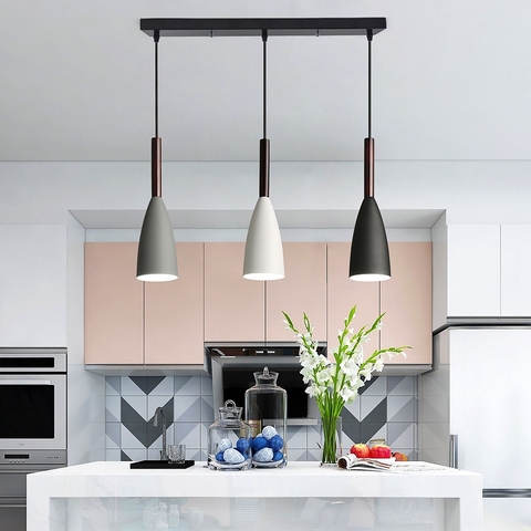 Lampe suspendue E27 au design nordique minimaliste, Luminaire décoratif d'intérieur, idéal pour une salle à manger ou une cuisine ► Photo 1/6