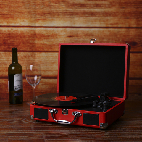 Phonographe Portable Vintage 33/45/78RPM, platines en vinyle, enregistrement LP, lecteur Phono, Gramophone, haut-parleur intégré, prise ue ► Photo 1/6