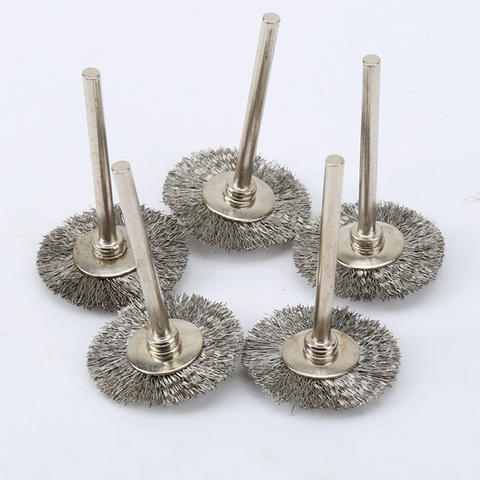 Brosses à fil de polissage en acier inoxydable, 5, pièces/ensemble, 25mm de diamètre, accessoires Dremel, perceuse, outils de meulage rotatifs, retirer le métal artisanat ► Photo 1/6