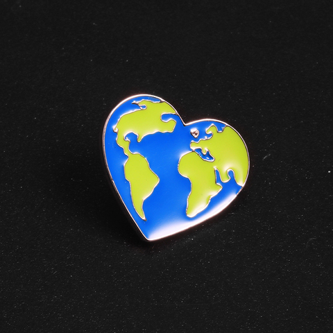 Badge en métal, épingles en émail cœur de la terre, protection de l'écologie de la terre, broches de la terre verte, accessoires de bijoux de mode unisexe ► Photo 1/6