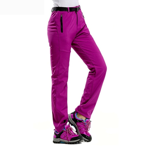 Pantalon Softshell pour femmes, pêche, randonnée, ski, coupe-vent, molleton épais et chaud ► Photo 1/6