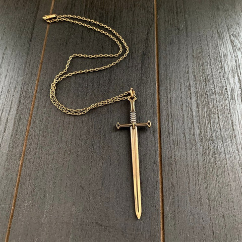 Collier épée Highlander Bronze pendentif breloque Katana laiton fantaisie bijoux Excalibur lame Slay mode hommes femmes cadeau gothique ► Photo 1/3