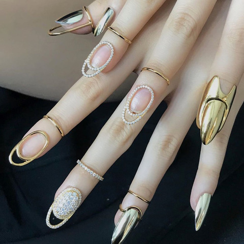 Vente chaude doigt-conseils anneau à ongles femme coréenne tendance ongles couverture bijoux ► Photo 1/4