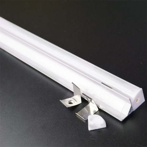 Profilé d'angle 20 pouces 50cm, 16x16mm en forme de V profilé d'aluminium led, canal de bande 10mm 5V 12V 24V, boîtier de lumière à 45 degrés ► Photo 1/6