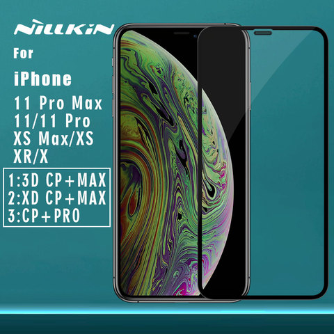 Nillkin – Film à couverture complète en verre trempé, pour iPhone 11 Pro Max XS Max XR XS, 3D CP + Max XD CP + Max CP + Pro ► Photo 1/6