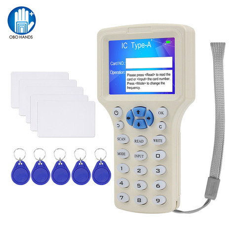 10 anglais fréquence RFID copieur duplicateur 125KHz porte-clés NFC lecteur écrivain 13.56MHz crypté programmeur USB UID copie carte étiquette ► Photo 1/6