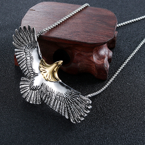 Collier Punk classique en métal de haute qualité, pendentif en forme d'aigle volante, bijoux de fête Hip Hop pour hommes ► Photo 1/6