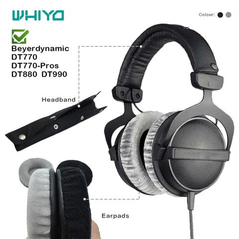 Whiyo doux velours remplacement oreillettes bandeau pour Beyerdynamic DT770 DT770-PROs DT880 DT990 casque housse de coussin pare-chocs ► Photo 1/6