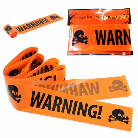 Nouveau 1PC Halloween accessoires fenêtre accessoire avertissement ligne en plastique tête de crâne avertissement bande signes Halloween décoration sorcière ballons lot ► Photo 1/5