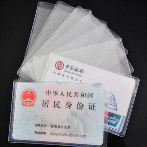 10 pièces 9.6*6cm Transparent givré PVC cartes d'identité d'affaires Note couvre étuis de support porte-billets de voyage étanche protéger sacs ► Photo 1/6