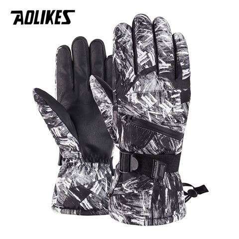 AOLIKES – gants de Ski thermiques pour homme et femme, polaire, imperméables et chauds, pour la neige, le Snowboard, écran tactile à 5 doigts ► Photo 1/6