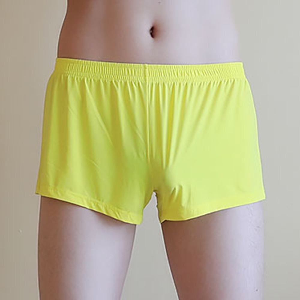 Hommes boxeurs glace soie Boxer troncs Sexy taille moyenne couleur unie transparent respirant sans couture Shorts sous-vêtements confortable doux mâle nouveau ► Photo 1/6