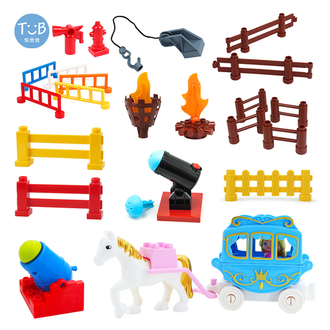 Grands blocs de construction princesse et cheval, canon à assembler de clôture, jouets pour enfants à monter soi-même, Compatible avec Duplo ensembles de briques, cadeaux pour bébés ► Photo 1/6