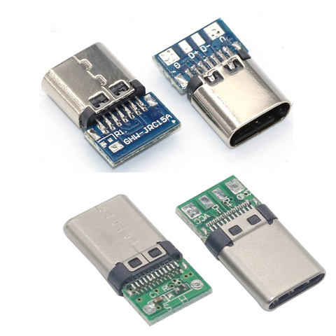 Connecteur USB 3.1 Type C 24 broches mâle/femelle, adaptateur de prise pour fil à souder et câble, Support de carte PCB, 10 pièces ► Photo 1/4