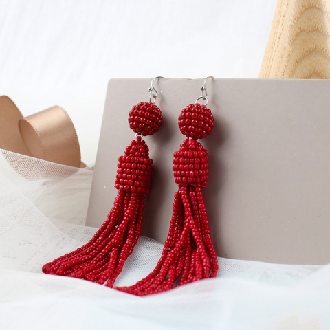 Offre spéciale bohême longue pendaison boucles d'oreilles à la main perles de rocaille gland déclaration Boho femmes perles boucles d'oreilles bijoux cadeaux ► Photo 1/6