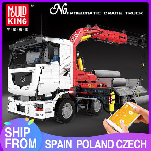 MOULD KING – grue pneumatique motorisée, camion, blocs de construction, briques d'assemblage, modèle de voiture, jouets pour enfants, cadeau de noël ► Photo 1/6