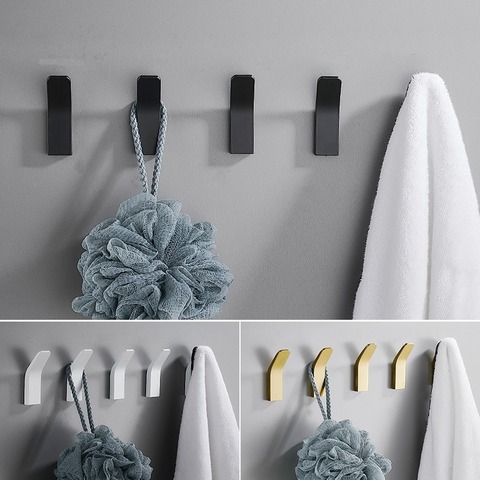 Crochets de vêtements perforés en aluminium blanc, crochet mural moderne pour salle de bain et chambre à coucher, accessoires de bain ► Photo 1/6