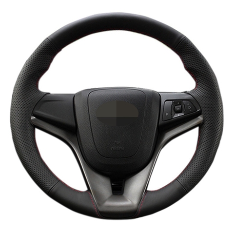 Housse de volant en cuir artificiel souple, noir, cousu à la main, pour Chevrolet Cruze 2009 – 2014 Aveo 2011 – 2014 Holden Cruze2010 ► Photo 1/6