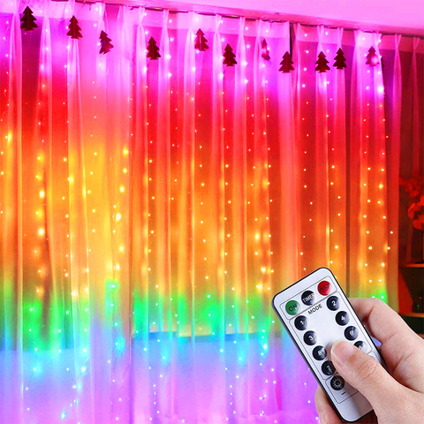 3M arc-en-ciel rideau lumière LED guirlande fée glaçon lumières décoratives pour noël fête chambre mur mariage fenêtre décor ► Photo 1/6