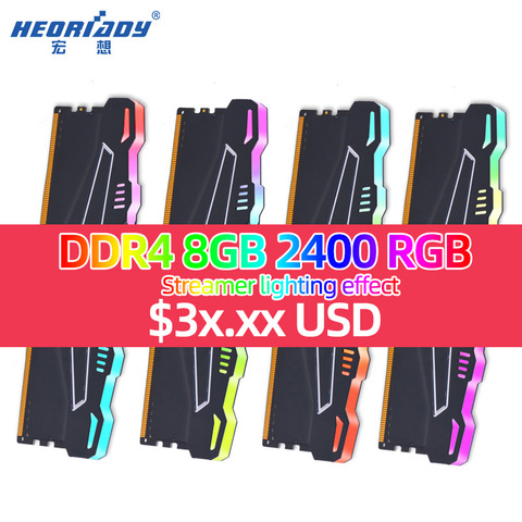 8gb ddr4 2666 2400 RGB ram ordinateur mémoire de bureau jeux de refroidissement options d'aileron 4GB 16GB ► Photo 1/6