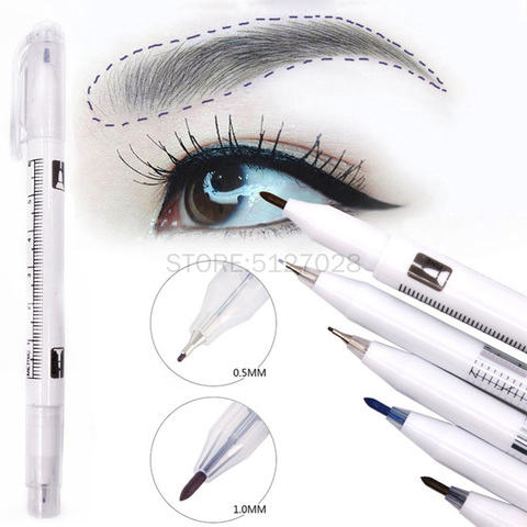 1Pc marqueur de peau chirurgical sourcil marqueur stylo tatouage peau marqueur stylo avec règle de mesure Microblading positionnement outil ► Photo 1/6