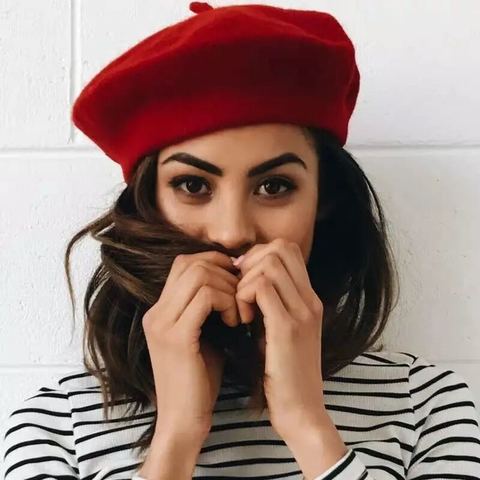 Béret en fausse laine pour femme et fille, bonnet français chaud, casquette à dessus plat, Street Cool, automne hiver ► Photo 1/6