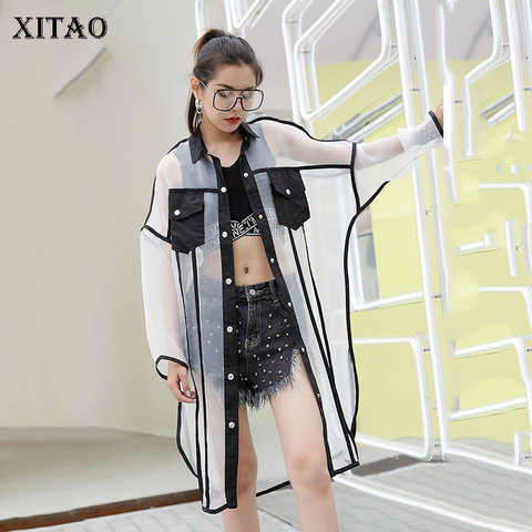 XITAO – chemises en maille à manches longues pour femmes, chemisiers grande taille, Perspective, vêtements coréens, Long Patchwork, Streetwear, Tide, nouvelle collection 2022, KZH1029 ► Photo 1/6