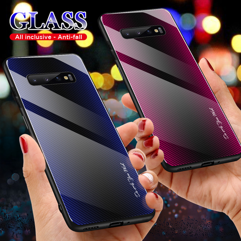 Étui en verre trempé pour Samsung galaxy S8 S9 Plus S10 S10e Aurora dégradé coloré housse antichoc pour Samsung Note 10 Pro 8 9 ► Photo 1/6