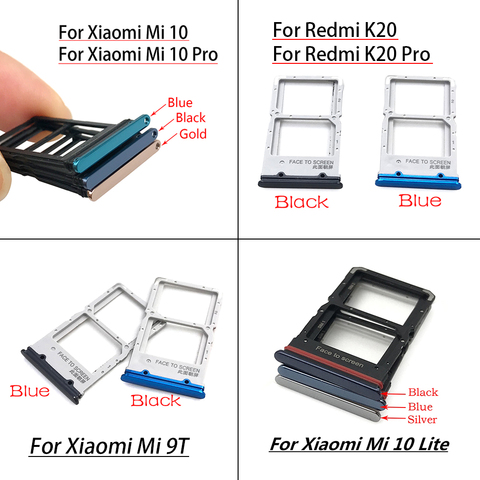 Nouveau pour Xiaomi Redmi K20 K20 Pro pour Xiaomi Mi 9T support de fente pour plateau de carte SIM pour Xiaomi Mi 10 Mi10 Pro Lite ► Photo 1/5