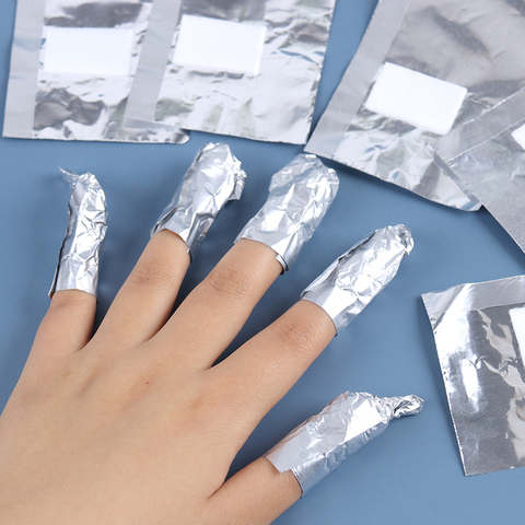 Feuilles de dissolvant en Aluminium, 50 pièces, pour enlever le vernis à ongles en Gel acrylique, en coton, outil de nettoyage des ongles ► Photo 1/6