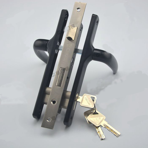 Serrure de porte en alliage d'aluminium Swing Double face poignée serrure 8520 noir avec 2 pièces clés ► Photo 1/4