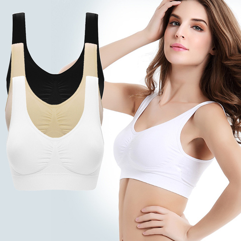 Soutien-gorge sans couture pour femmes, sous-vêtement, poitrine, yoga, sport, grande taille, haut en coton ► Photo 1/6