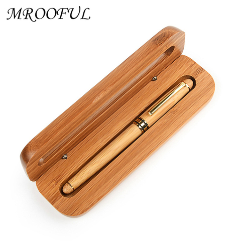 1Pc bambou bois poignée Signature stylo roller stylo affaires bureau stylo plume luxe papeterie cadeaux écriture fournitures ► Photo 1/6