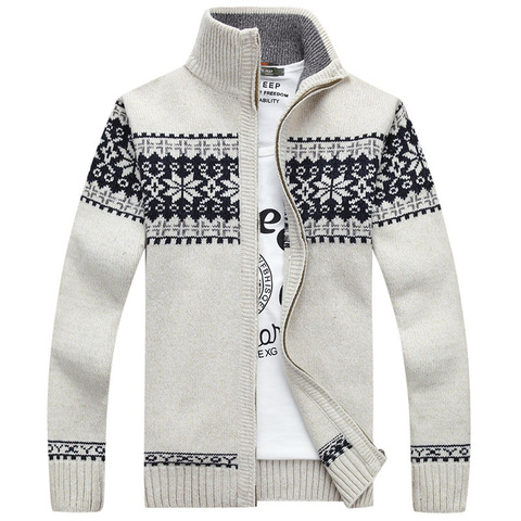 Hommes automne hiver pull nouveau coton pull mâle épais fausse fourrure laine manteaux hommes vestes décontracté fermeture éclair tricots vêtements ► Photo 1/6