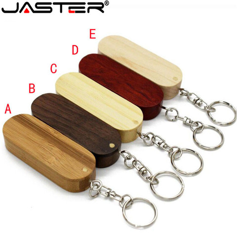 JASTER – clé USB rotative en bois, support à mémoire de 4GB 16GB 32GB 64GB, disque U, avec porte-clés en métal, logo personnalisé gratuit, cadeau, 1 pièce ► Photo 1/6