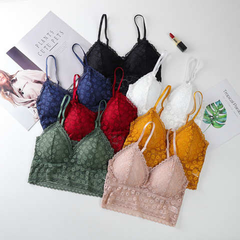 Linbaiway – Lingerie Sexy pour femmes, soutien-gorge Bralette, dos rembourré, débardeur ajouré, sous-vêtements Bralette froncés, haut court ► Photo 1/6