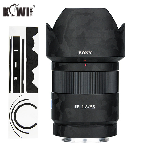 KIWI anti-rayures lentille et capot d'objectif Film de couverture pour Sony FE 55mm F1.8 ZA SEL55F18Z lentille et ALC-SH131 ombre de peau noir 3M autocollant ► Photo 1/6