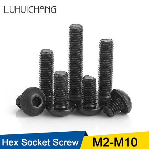 10-60 pièces/lot ISO7380 vis à tête hexagonale M2 M2.5 M3 M4 M5 M6 M8 noir bouton tête hexagonale à six pans creux vis à tête ronde ► Photo 1/5