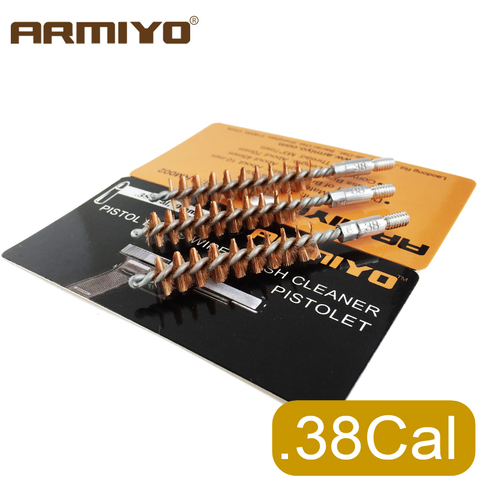 Armiyo – Kit de brosses de nettoyage pour pistolet de chasse, 9mm, 380, 38, 357 Cal, alésage en Bronze, filetage de vis, taille 8-32 ► Photo 1/6