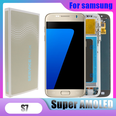 Bloc écran tactile LCD SUPER AMOLED avec châssis, 5.1 pouces, brûlure et ombre, pour Samsung Galaxy S7 G930 G930F ► Photo 1/6