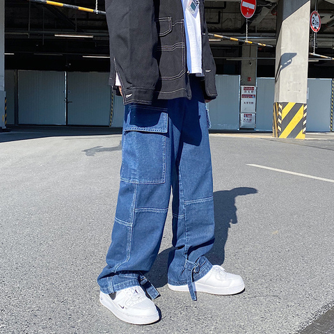 Jean à jambes larges pour homme, pantalon en Denim, style Hip Hop, Streetwear, ample, droit, Baggy, décontracté, nouvelle collection automne 2022 ► Photo 1/6