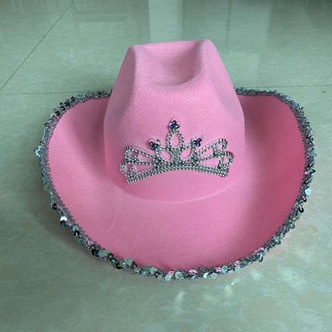 Chapeau de Cowgirl tiare rose pour femmes filles à large bord Fedora chapeau de Cowboy Style occidental vacances Cosplay chapeaux de fête ► Photo 1/6