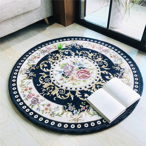 Tapis rond en Jacquard, décoration de sol pour salon et chambre à coucher, 80/100/120cm ► Photo 1/6