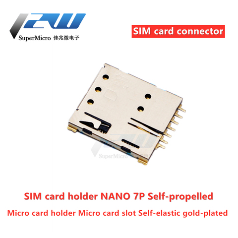 Auto-jeu nano-sim carte 7P Micro porte-carte Micro fente auto-jeu plaqué or Nano SIM ► Photo 1/3