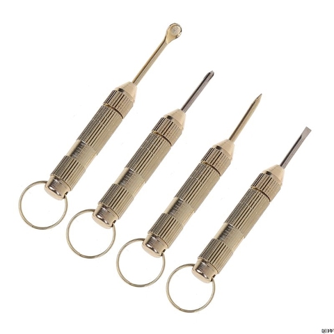 Mini tournevis ouvre-oreille Portable doré 4 en 1, Kit de porte-clés, cure-oreille ► Photo 1/6