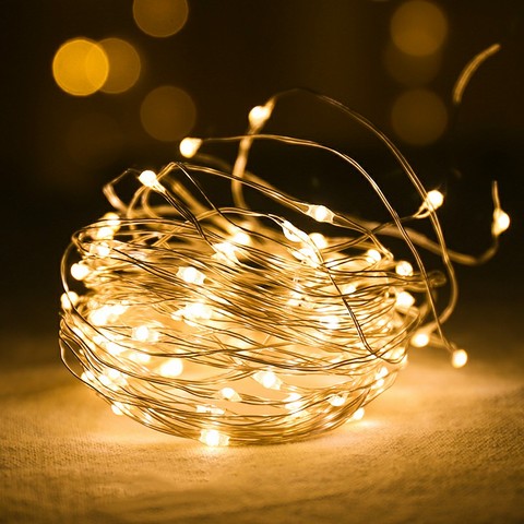 Guirlande lumineuse LED en fil de cuivre de 1 à 10M, guirlande lumineuse féerique pour vacances, fonctionnement à piles, décoration pour arbre de noël, mariage, fête ► Photo 1/6